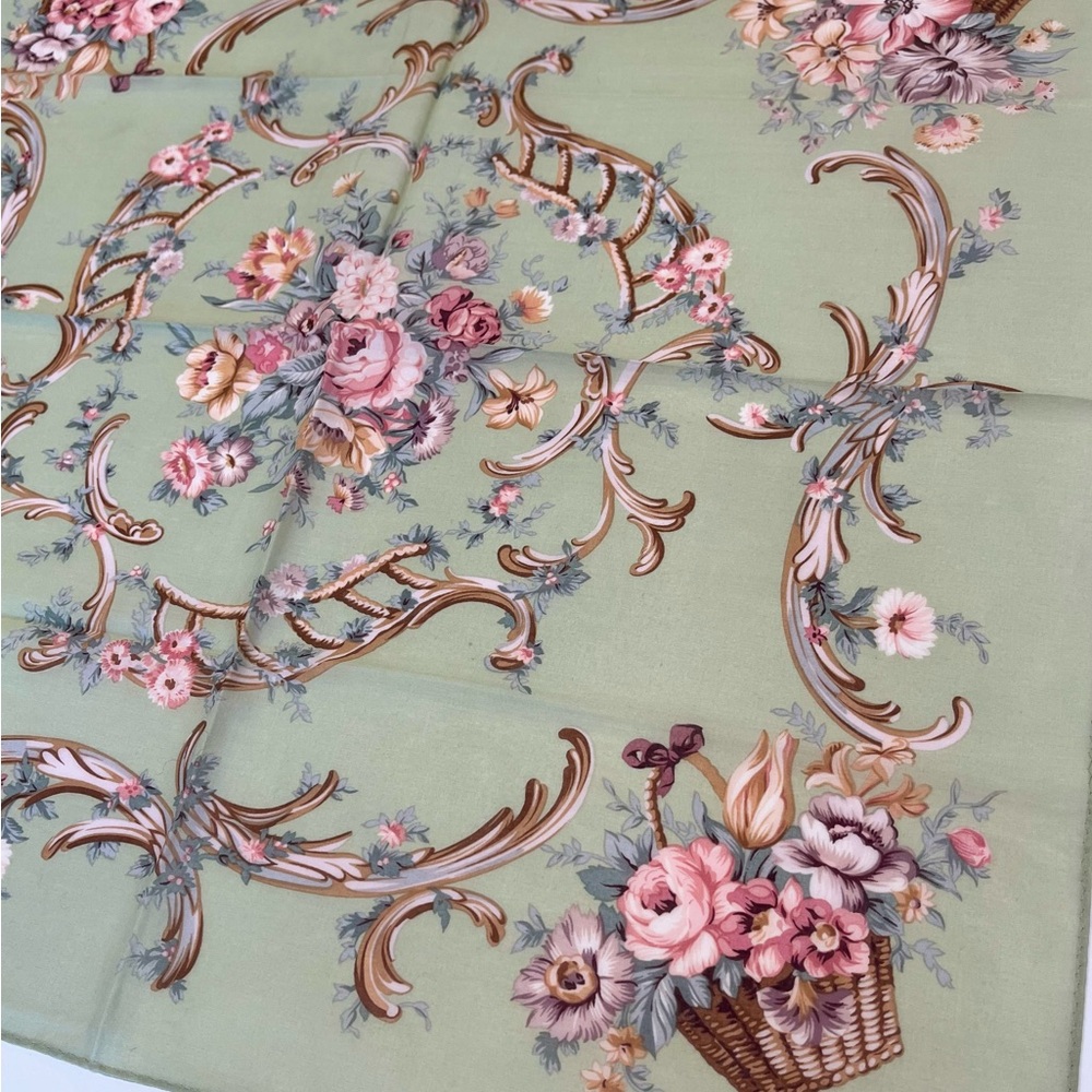 Ralph Lauren Basket Floral Scarf in Green and Pink - Picture 9 of 10